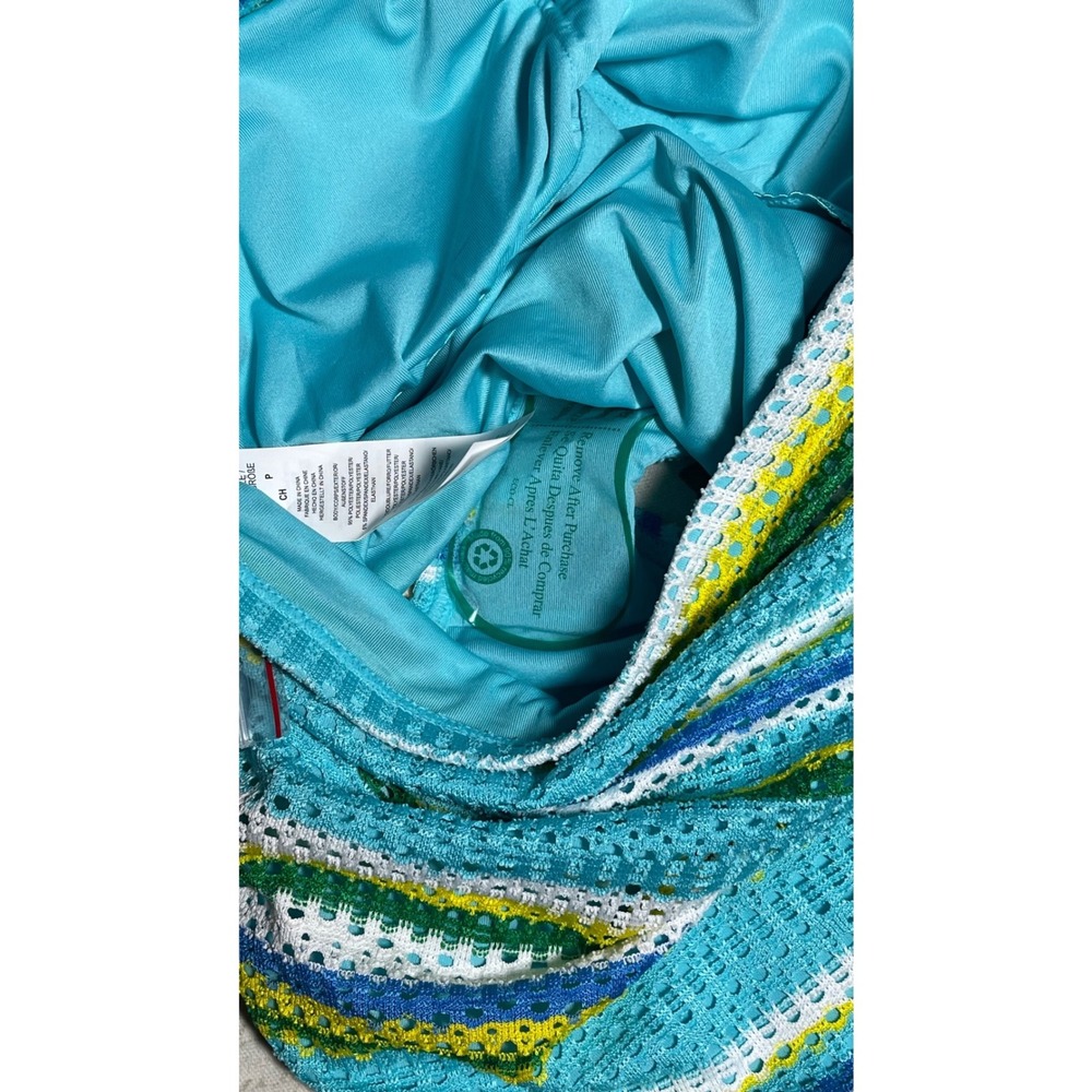 Kate Spade Riviera Blue Striped Crochet Bandeau One Piece Swimsuit Small NWT - Picture 3 of 5